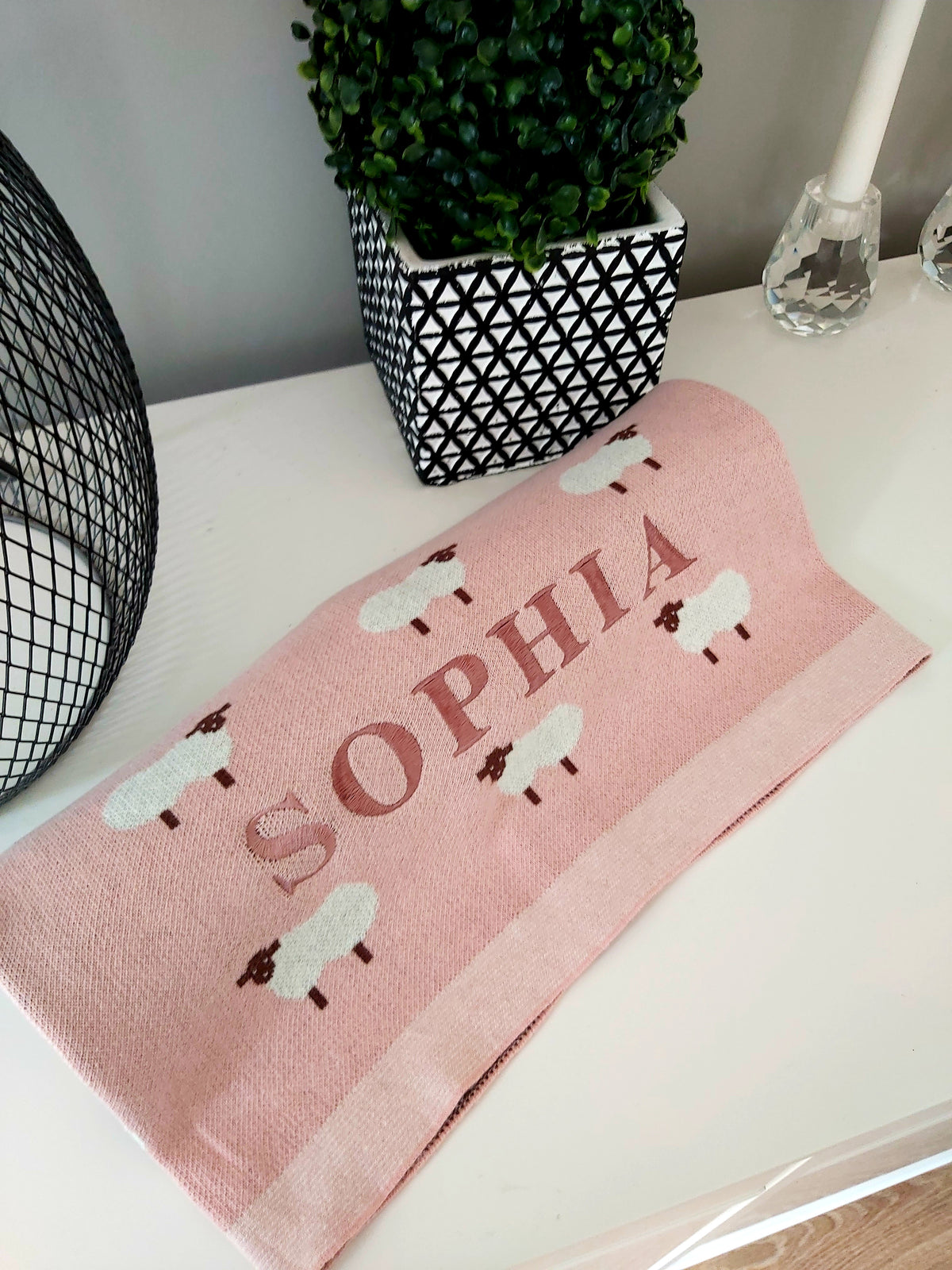 Pram Baby Blanket - Sheep Dusty Pink