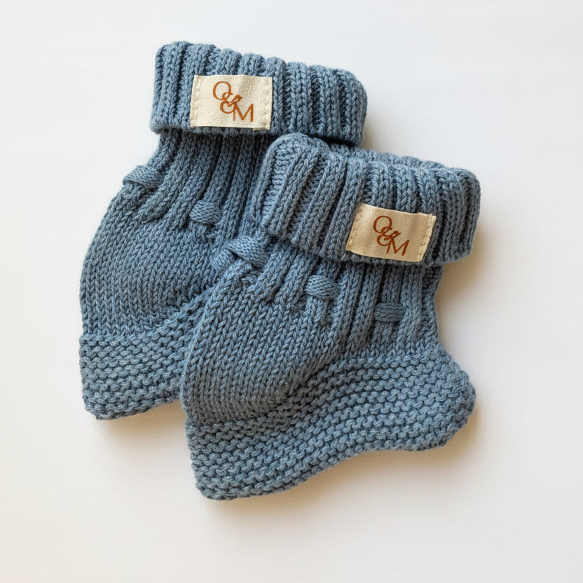 Knitted Baby Booties - Powder Blue