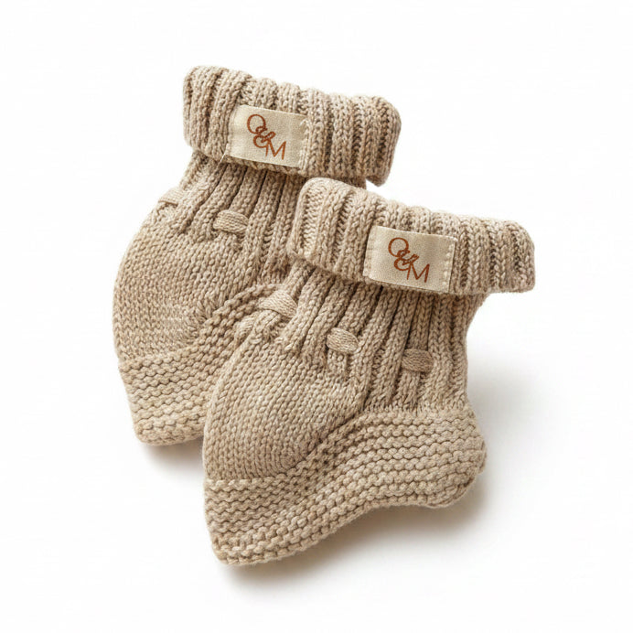 Knitted Baby Booties - Warm Ivory