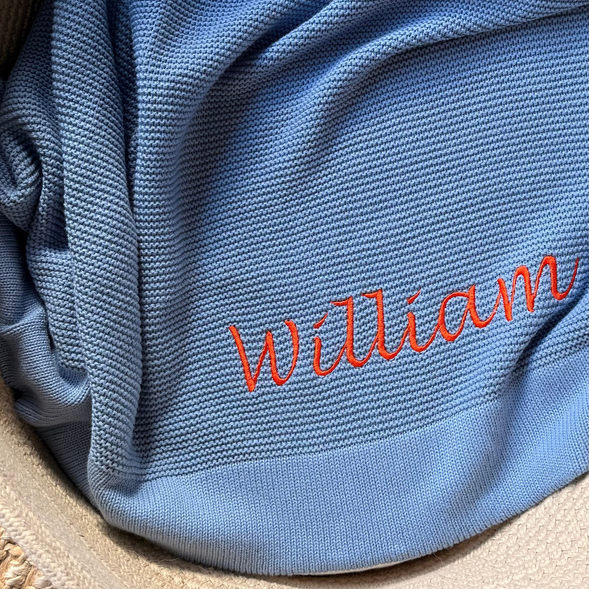 Cotton Knitted Blanket  - Powder Blue
