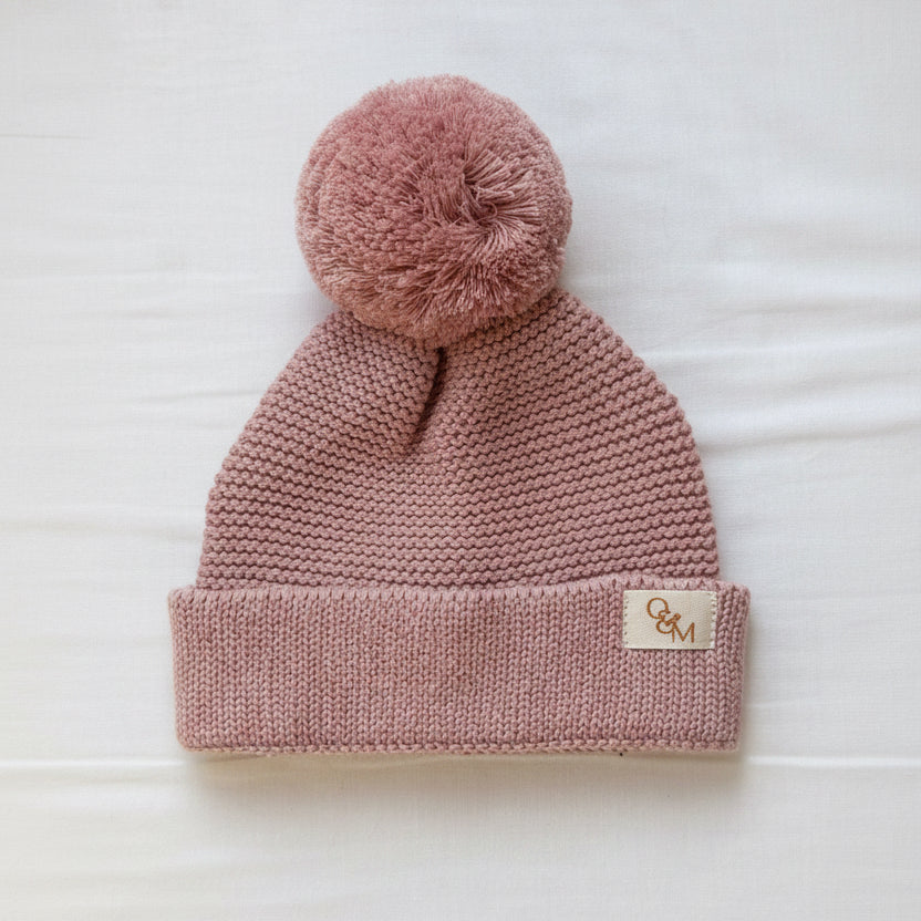 Knitted Beanie - Dusty Rose