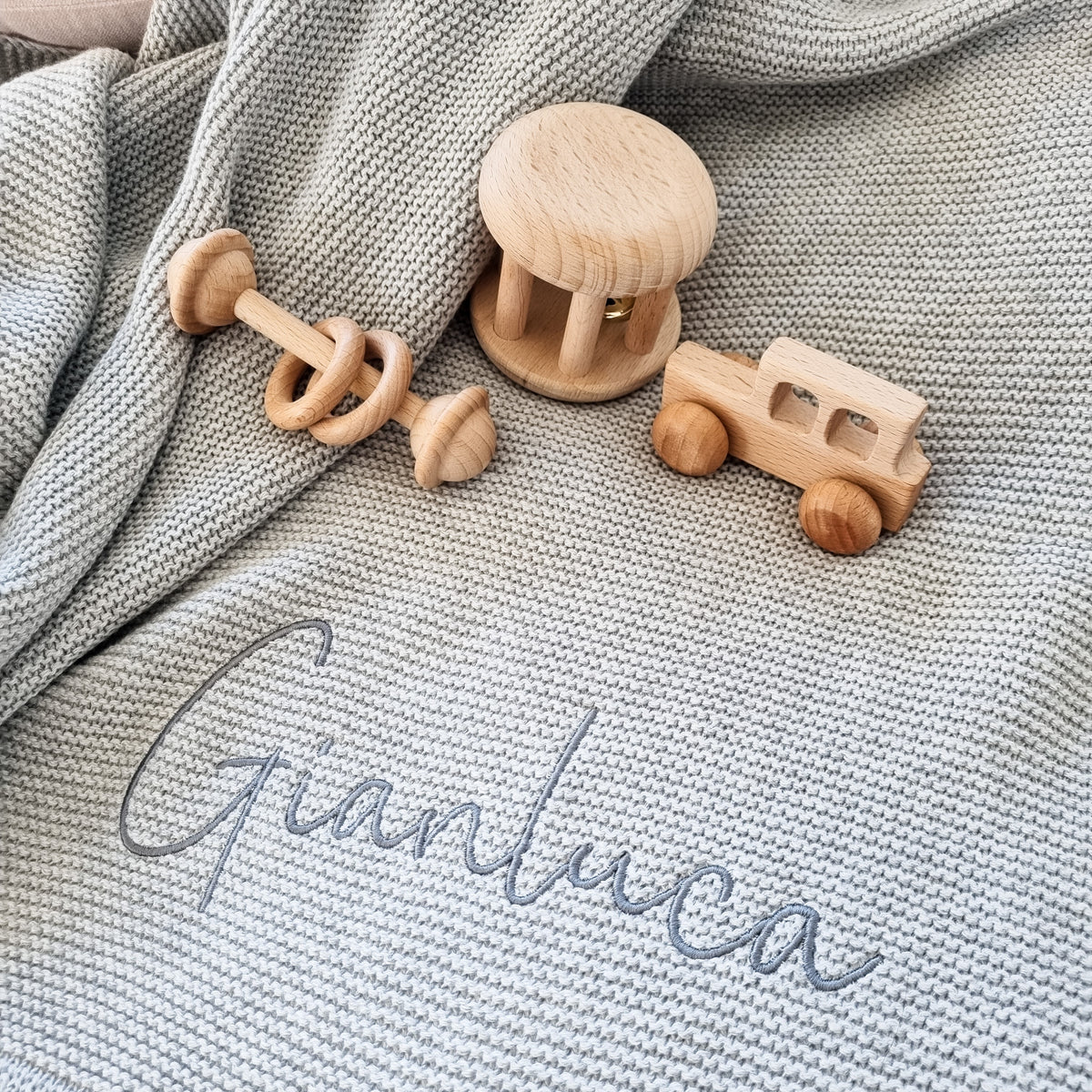 Baby Blanket - Knitted - Grey