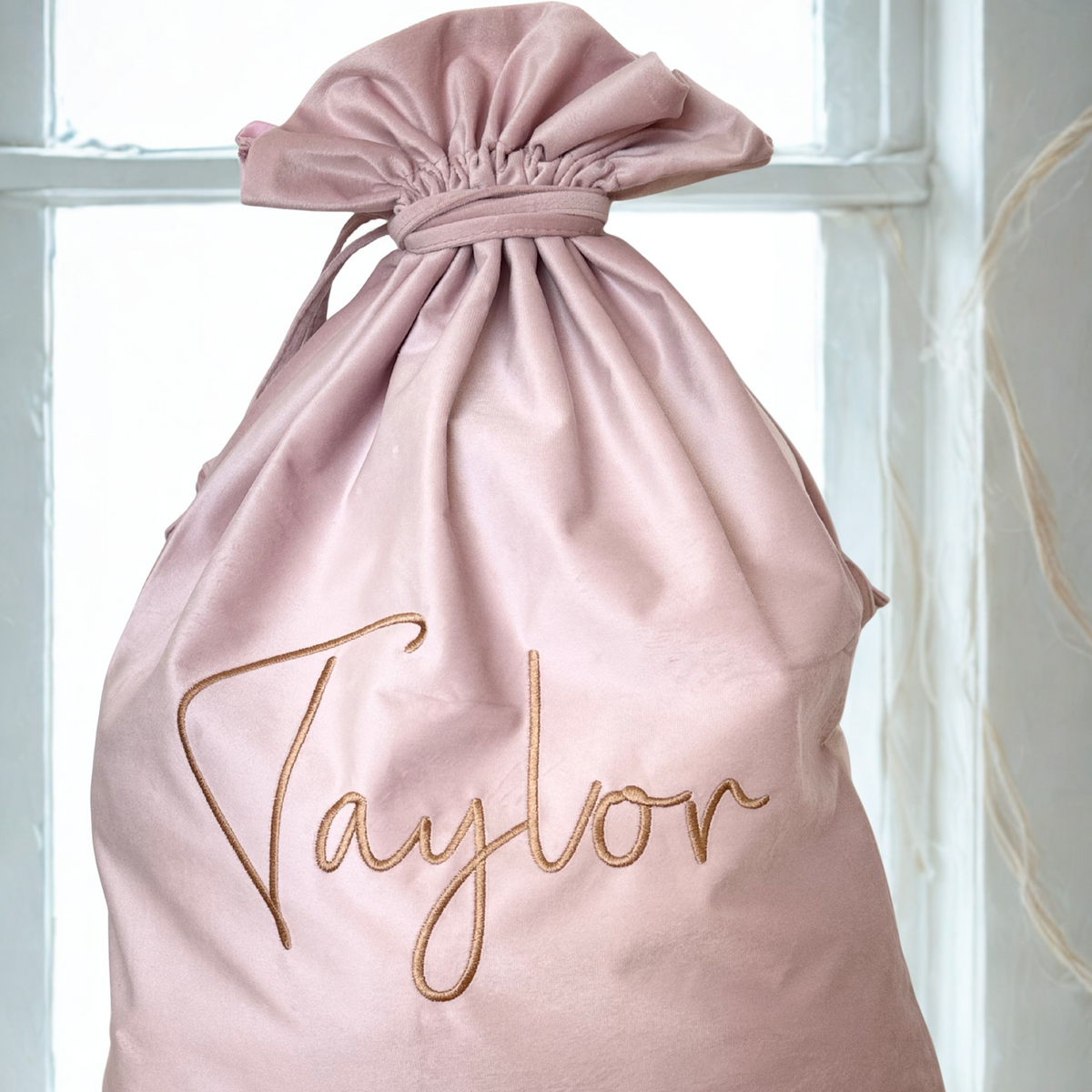 Velvet Santa Sacks - Light Pink