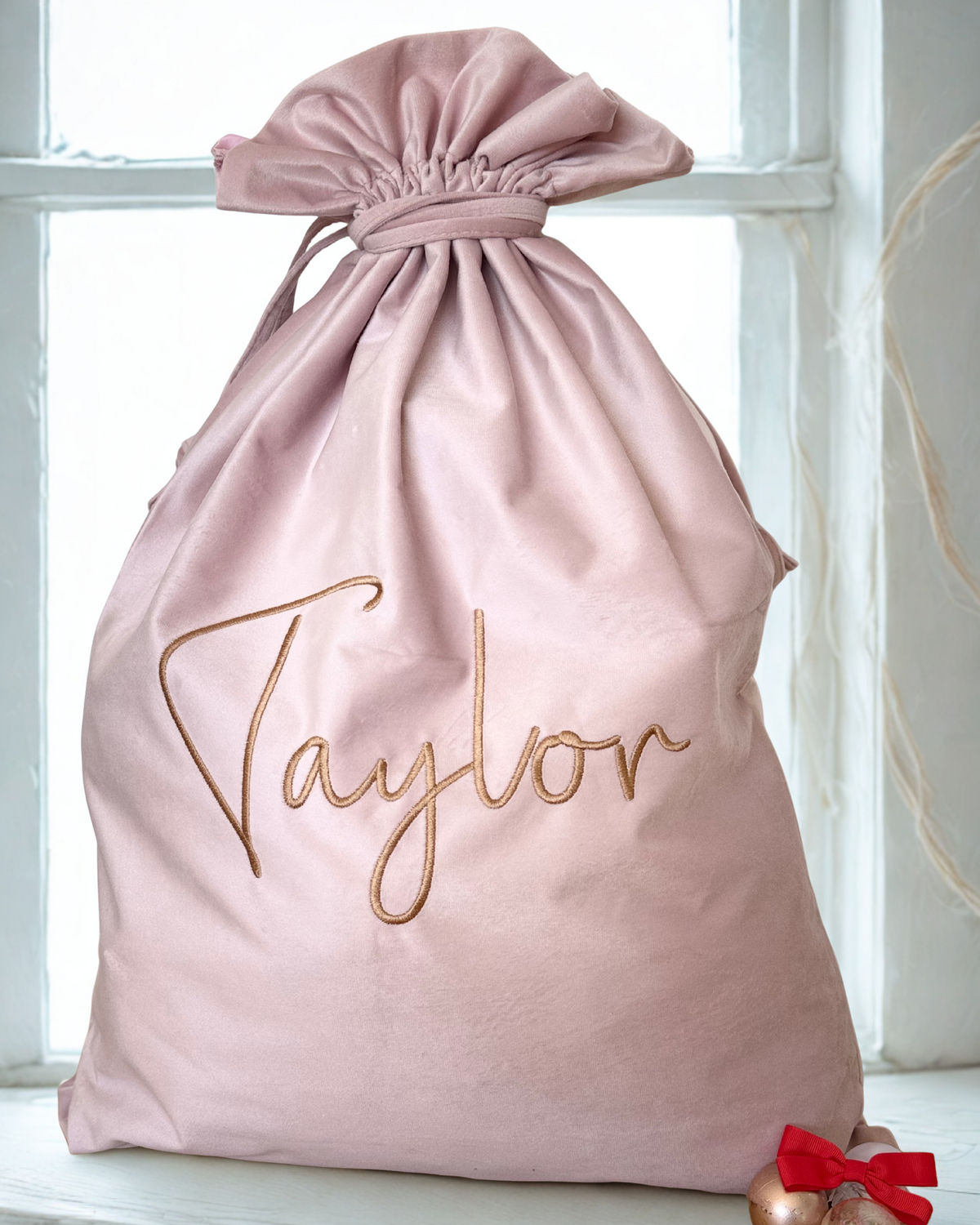Velvet Santa Sacks - Light Pink