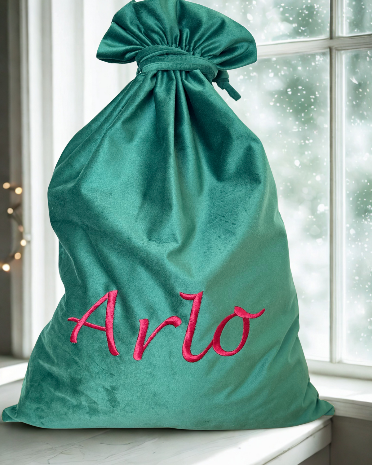 Velvet Santa Sacks - Deep emerald