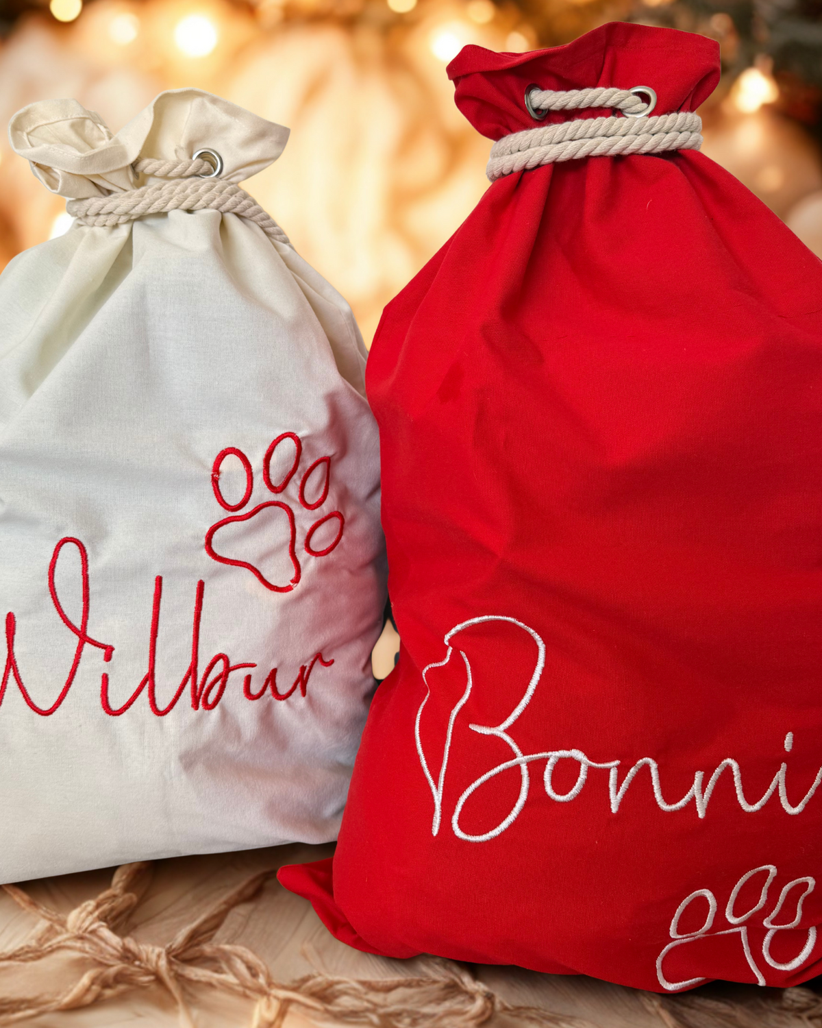 Cotton PET Santa Sacks - Cream