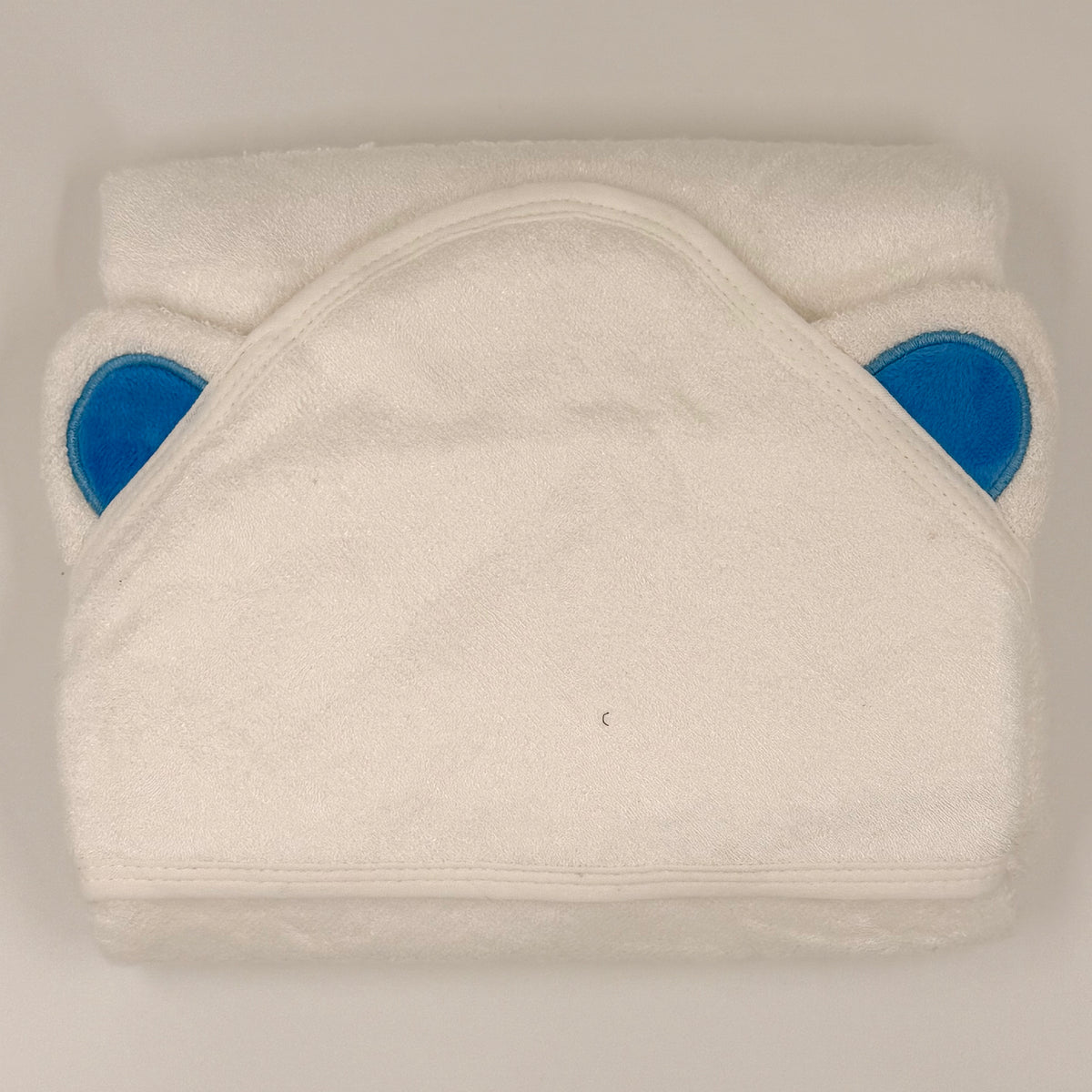 Personalised 100% Bamboo White Hooded Towel - Blue Ears