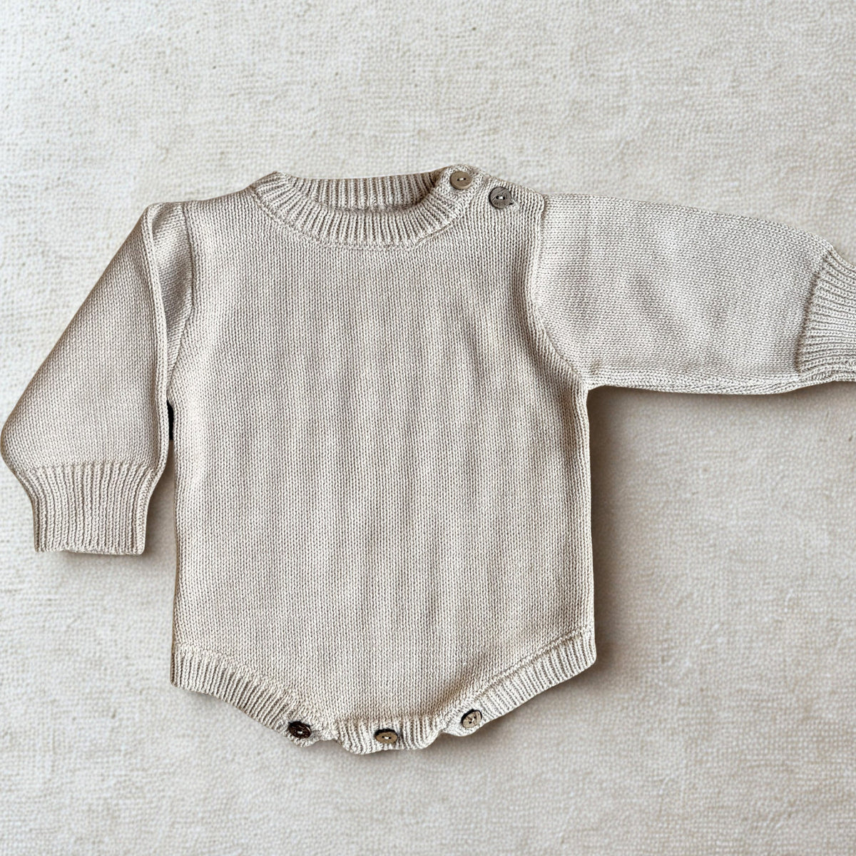 Personalised Knitted Baby Romper - Warm Ivory