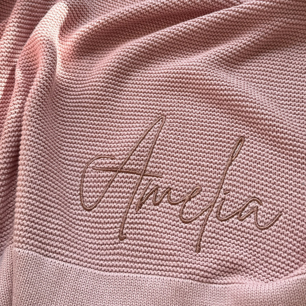 Cotton Knitted Blanket  - Dusty Rose