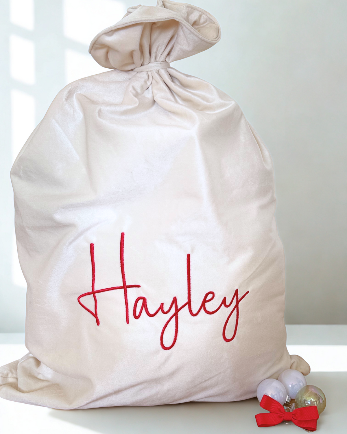 Velvet Santa Sacks - Cream